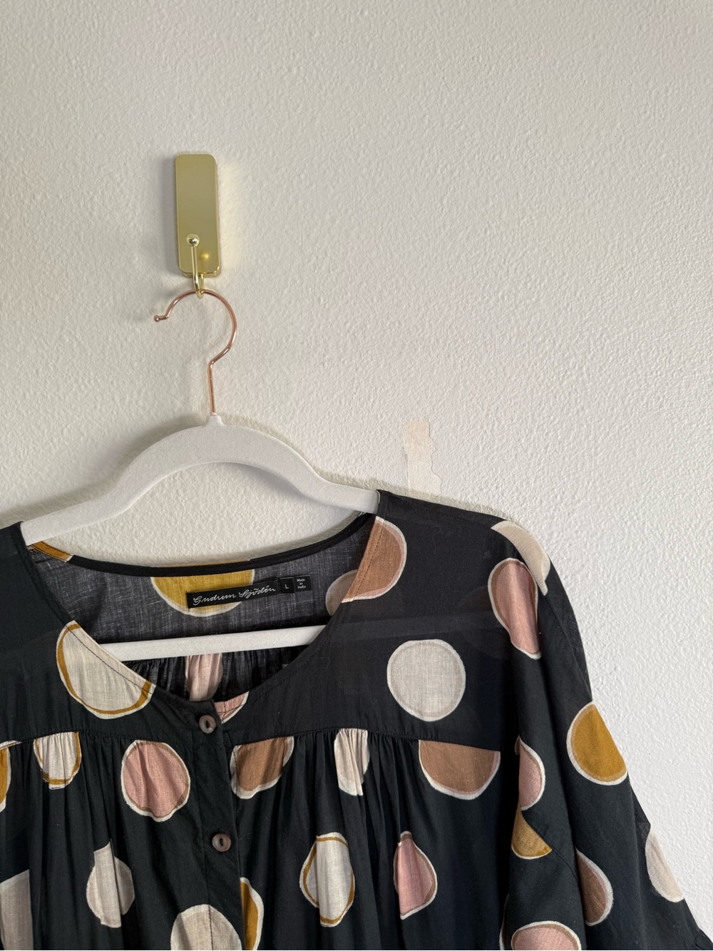 gudrun sjöden organic cotton large polka dot button down dress Sz L - Picture 5 of 8